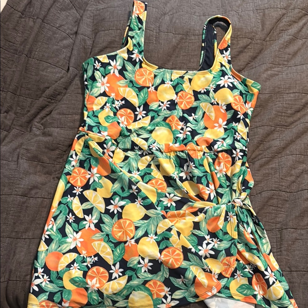 Tropical Print Swimsuit with Lemons and Oranges